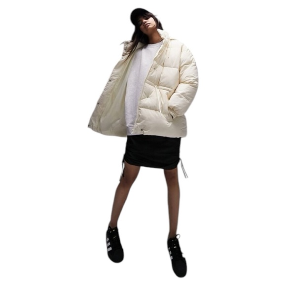 Topshop Asos Mid length Tie waist puffer jacket coat cream 10 EUR 42 NEW NWT - Picture 2 of 8
